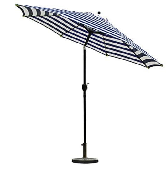 9' Blue and White Stripe Market Umbrella