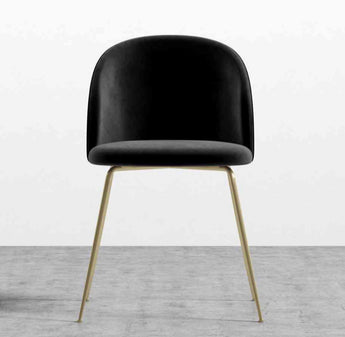 Black Velvet Accent Chair with Gold Legs