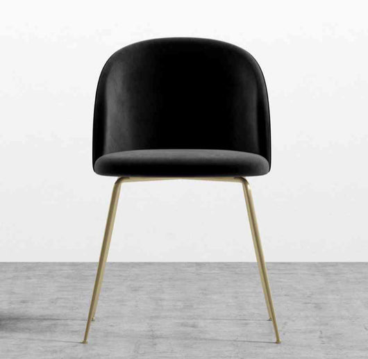 Black Velvet Accent Chair with Gold Legs