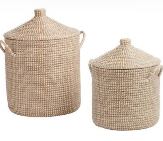 White Seagrass Basket Set of 2
