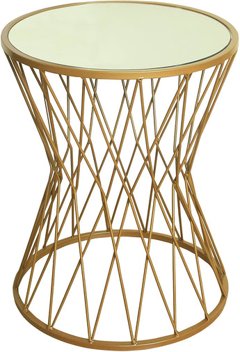 Gold Metal Hourglass Side Table