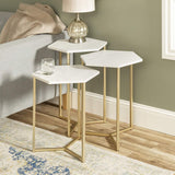 White Marble/Gold Hexagon Side Table