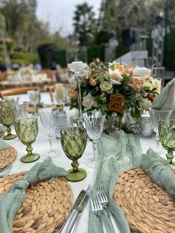 Light Sage Green Gauze Table Runner