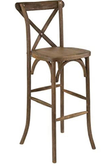 Dark Antique Wood Crossback Barstool
