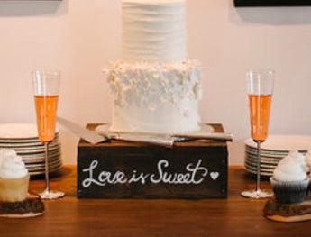 “Love is Sweet” Rustic Square Cake Stand