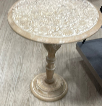 Carved Mango Wood Accent Table