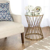 Gold Metal Hourglass Side Table