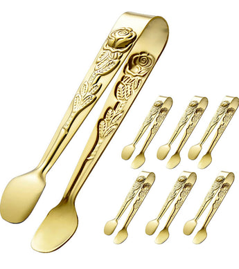 Gold Mini Rose Serving Tongs