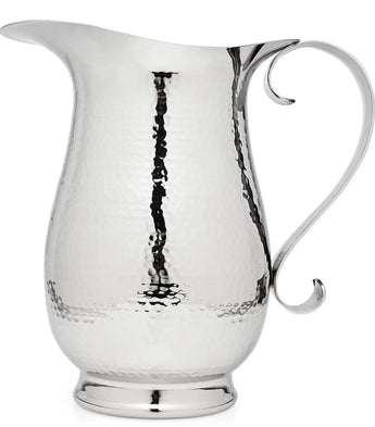 Silver Hammered Metal Water Pitcher
