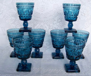 Mismatched Teal/Blue Vintage Goblets