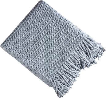 Light Blue Winding Wave Throw Blanket