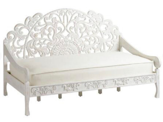 Whitewash Carved Wood Daybed