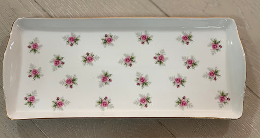 White & Pink Floral Serving Trays