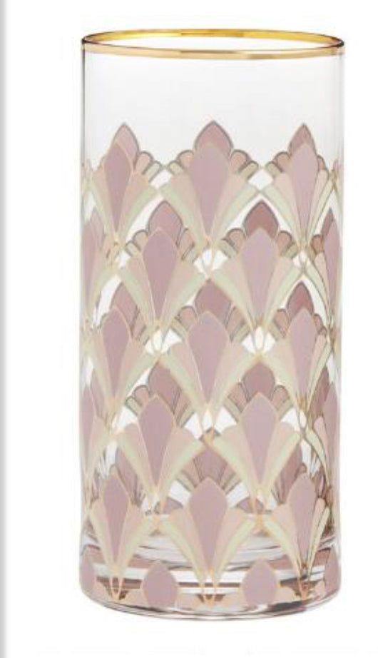 Pink Art Decco Highball Glass