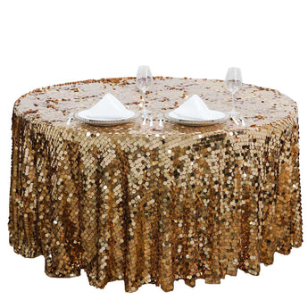 120” Big Payette Gold Sequin Table Drape