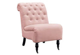 Rolled Back Pink Tufted Chair