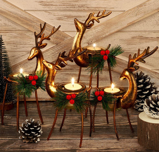 Assorted Metal Reindeer Candle Holder