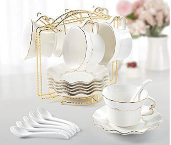Set of Six White & Gold Tea Party Set