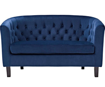 Navy Tufted Velvet Love Seat