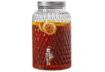 1.5 Gallon Honeycomb Embossed Glass Beverage Drink Dispenser