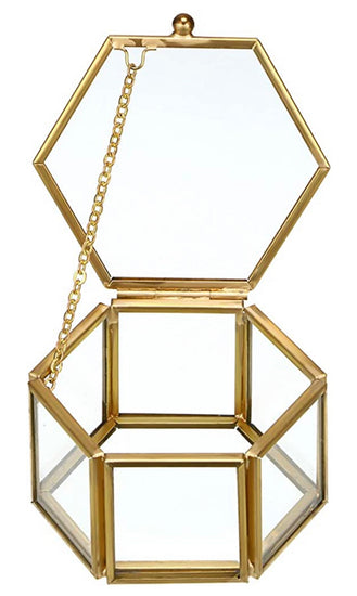 Gold Glass Geometric Ring Box