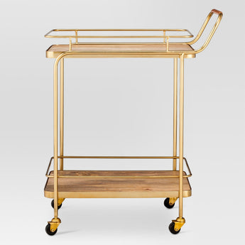 Wood Gold Bar Cart