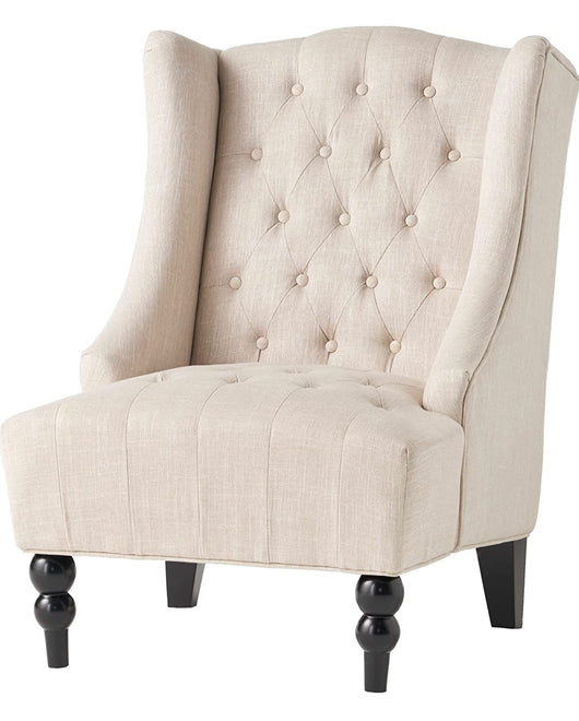 Beige High Back Tufted Chair