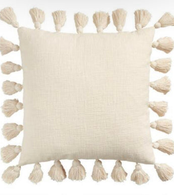 Ivory Tassel Throw Pillow