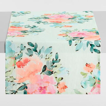 Turquoise Peony Runner