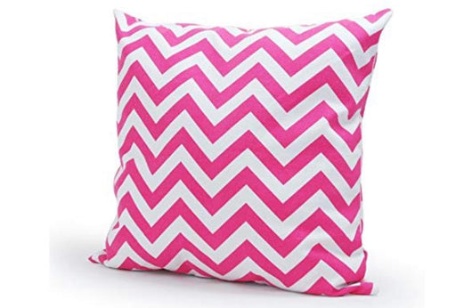 18” x 18” pink & white chevron pillow