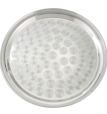 Round Stainless Steel Tray with Swirl Pattern