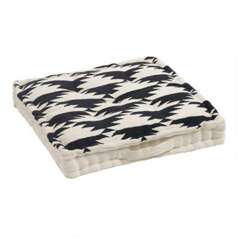 Black And White Dhurrie Weave Floor Cushion