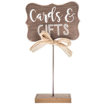 Wood Burlap “Cards & Gifts” Sign