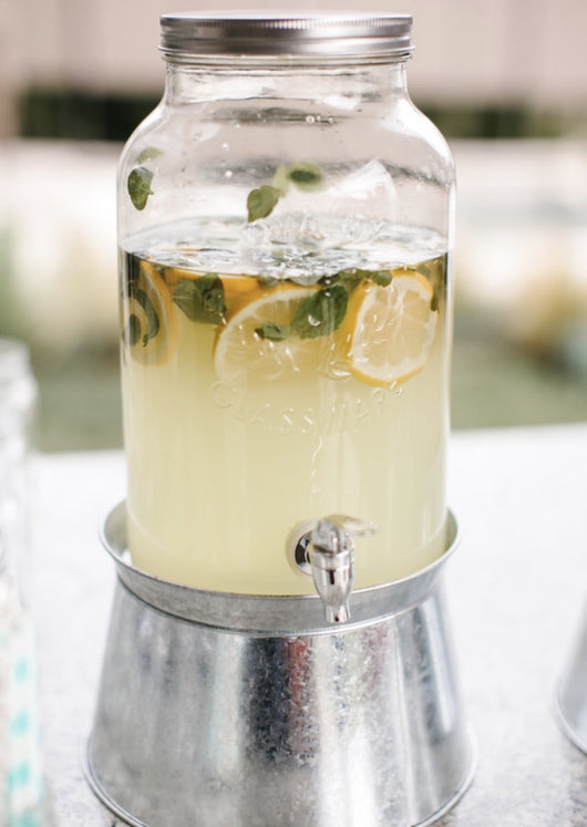 1.5 Gallon Glass Mason Jar Beverage Dispenser with Galvanized Stand – 3  Little Birds Event Planning