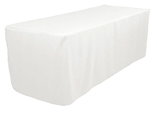 4' White Polyester Fitted Tablecloth